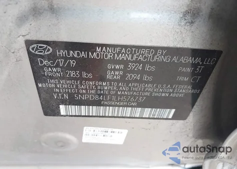 2020 Hyundai Elantra Sel from USA, damaged, VIN 5NPD84LF1LH576737